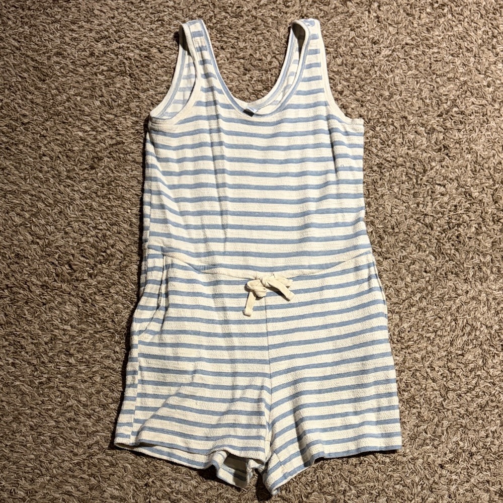 Old Navy Blue and White Striped Jumpsuit